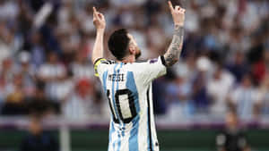 Messi Celebration Argentina Stripes Wallpaper