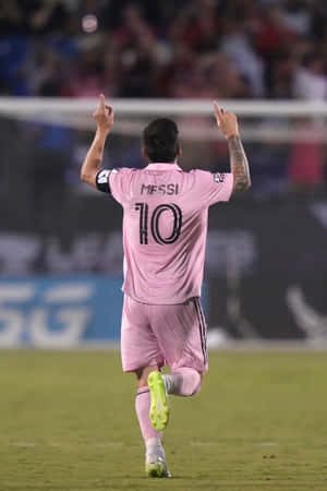 Messi Celebration Pink Jersey Wallpaper