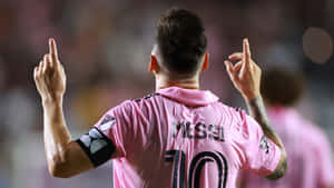 Messi Celebration Pink Jersey Number10 Wallpaper