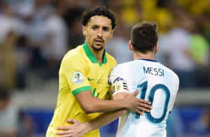 Messi Confrontation Brazil Argentina Wallpaper