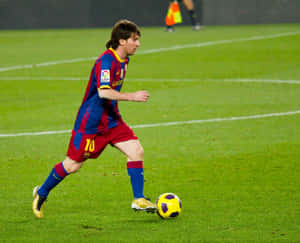 Messi In Action Dribbling Wallpaper