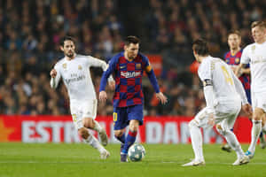 Messi In Action During El Clasico Wallpaper