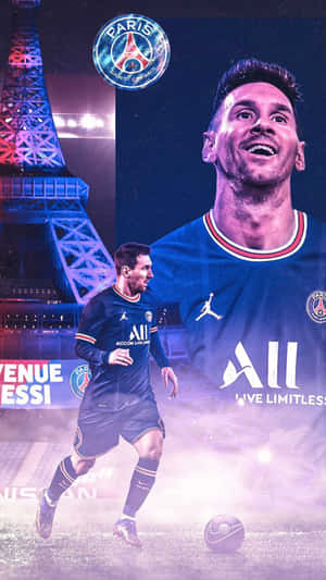 Messi P S G2022 Eiffel Tower Background Wallpaper