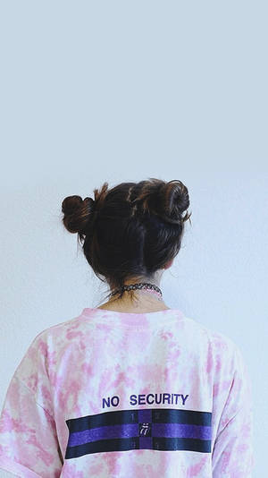 Messy Double Hair Bun Girl Aesthetic Wallpaper