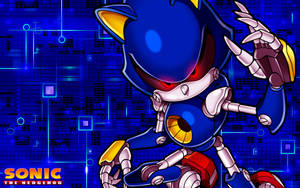 Metal Sonic Blue Computer Chip Wallpaper