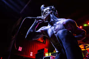 Metal Vocalist Demonic Mask Performance Wallpaper