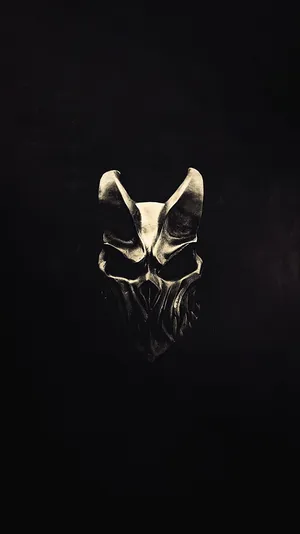 Metallic Demon Mask Dark Background Wallpaper