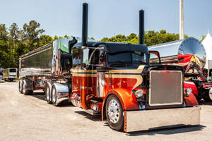 Metallic Orange Kenworth W900 Wallpaper