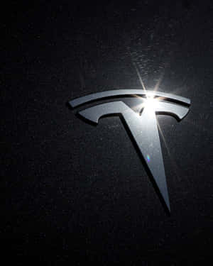 Metallic Silver Tesla Logo Wallpaper