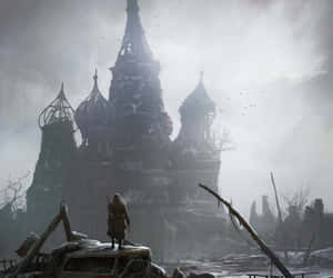 Metro Game Post Apocalyptic Red Square Wallpaper