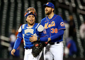 Mets Catcherand Pitcher Celebration Wallpaper