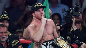 Mexican Boxing Champion Saul Canelo Alvarez Indicating Silence Wallpaper