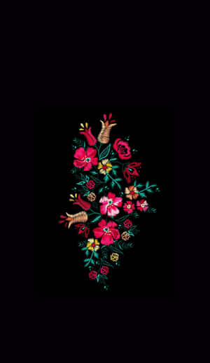 Mexican Embroidery Floral Design Wallpaper