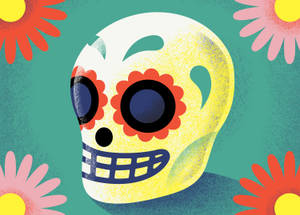 Mexican Pastel Skull Wallpaper