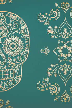 Mexican Sugar Skull Pattern Art Wallpaper