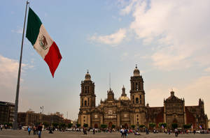 Mexico Flag Metropolitan Cathedral Wallpaper