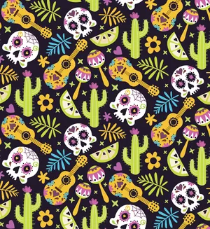 Mexico Skull-cacti-guitar Patterns Wallpaper