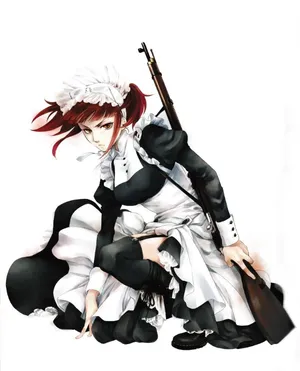 Mey-rin From Black Butler Anime Holding A Rifle Wallpaper