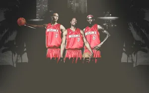 Miami Heat Big Three Chris Bosh Dywane And Lebron Wallpaper