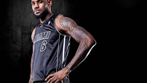 Miami Heat Lebron In Black Jersey Wallpaper