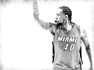 Miami Heat Player Udonis Haslem #40 During A Game Wallpaper