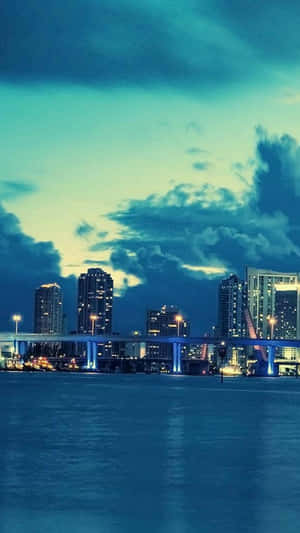 Miami Skyline At Night Wallpaper