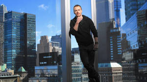 Michael Fassbender Skyscrapers Background Wallpaper