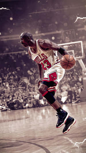 Michael Jordan Showing Off His New Iphone Wallpaper