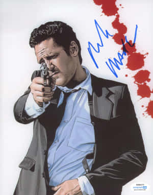 Michael Madsen Comic Art Autographed Wallpaper