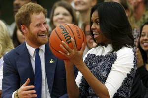 Michelle Obama With Prince Harry Wallpaper