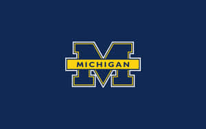 Michigan Wolverines Logo On A Blue Background Wallpaper