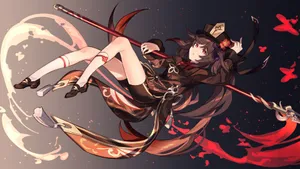 Mid-air Hu Tao Pfp Wallpaper