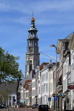 Middelburg Towerand Street View Wallpaper