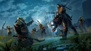 Middle Earth Shadow Of War Battle On Field Wallpaper