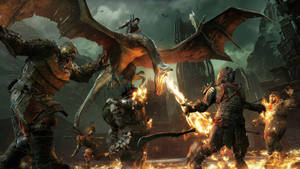 Middle Earth Shadow Of War Drake Burning Enemies Wallpaper