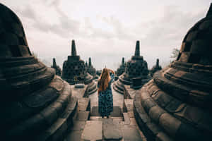 Middle Of Stupas Borobudur Temple Wallpaper