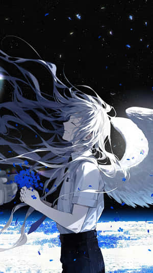 Midnight_ Angel_ Among_ Stars Wallpaper