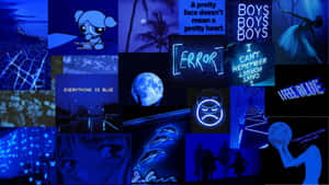 Midnight Blue Aesthetic Collage Wallpaper