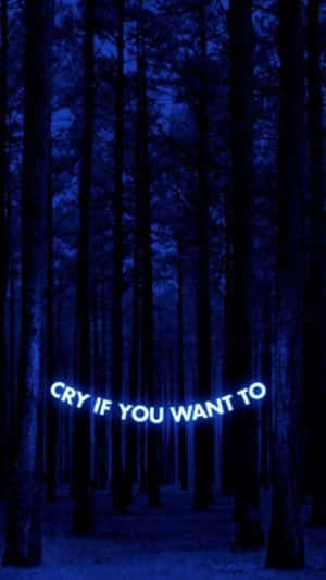 Midnight Blue Forest Cry Neon Sign Wallpaper