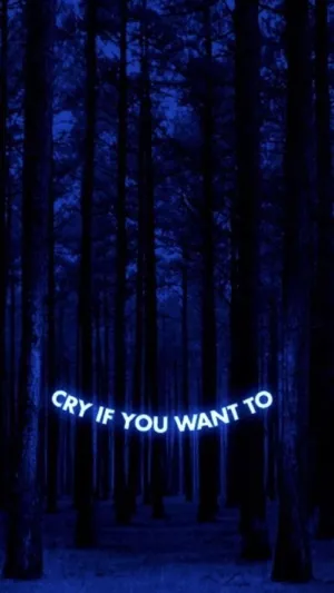 Midnight Blue Forest Cry Neon Sign Wallpaper
