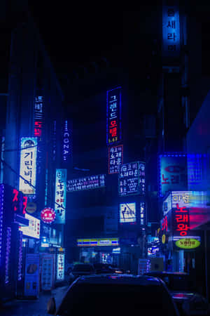 Midnight_ Blue_ Urban_ Neon_ Scene Wallpaper