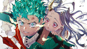 Midoriya Carrying Eri On His Back Wallpaper