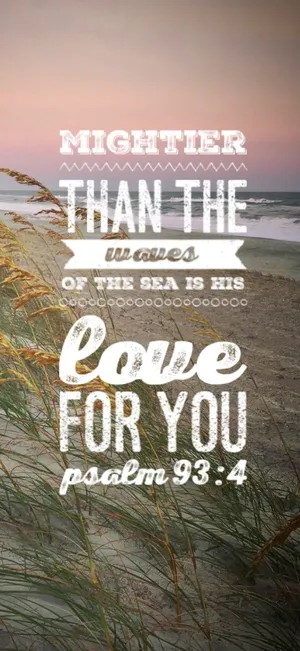 Mightier Than The Waves Bible Verse Wallpaper