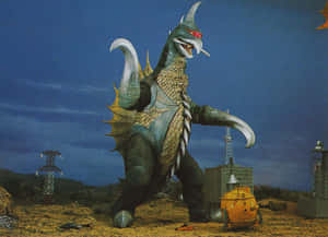 Mighty Gigan Roaming The City Wallpaper