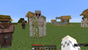 Mighty Iron Golem Guarding The Minecraft Village Wallpaper