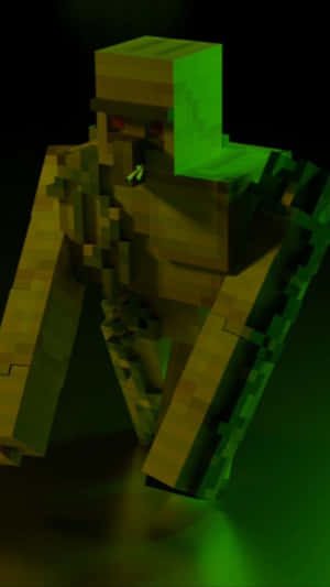 Mighty Iron Golem Standing Guard In A Minecraft Village Wallpaper