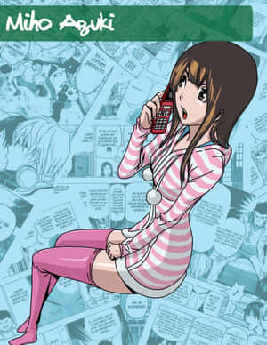 Miho Azuki Anime Character Phone Call Wallpaper