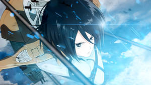 Mikasa Ackerman Blue Glow Wallpaper