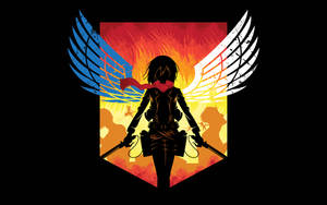 Mikasa Ackerman Silhouette With Wings Wallpaper