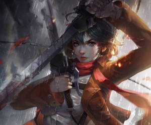 Mikasa Ackerman Storm Artwork Wallpaper